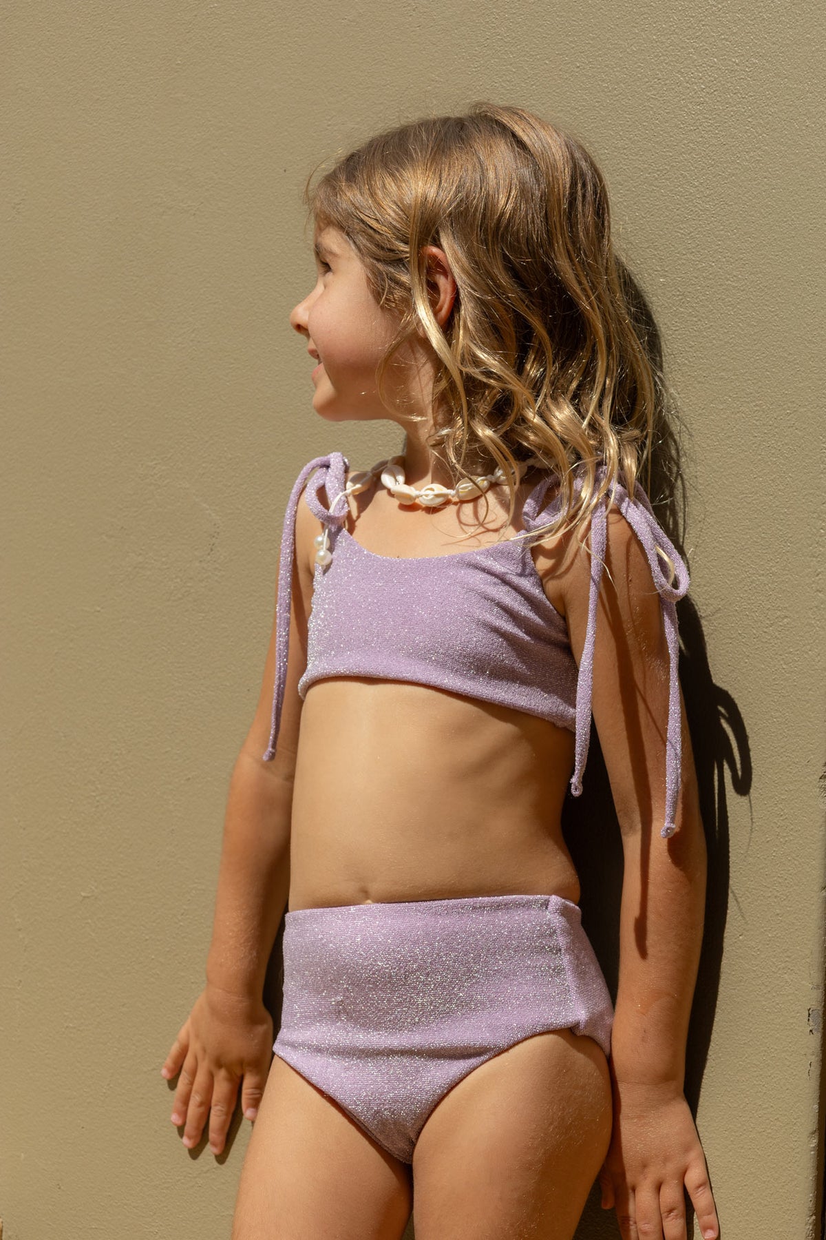 Sparkle Bikini in Purple, girls' sparkle bikini, side view