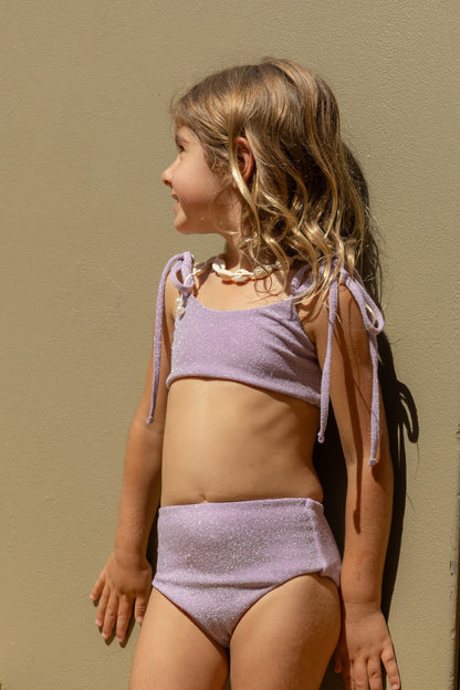 Sparkle Bikini in Purple, girls' sparkle bikini, side view